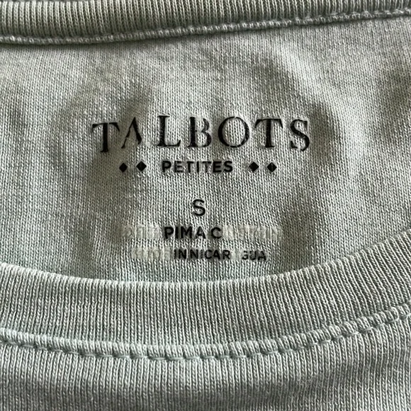 Talbots Pima Cotton Sage Greenish-Blue Long Sleeve Top - Picture 5 of 6